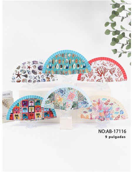 Éventail à motif marin