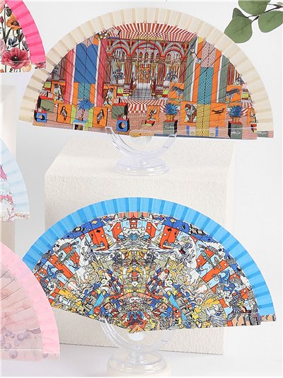 Abanico estampado collage artístico