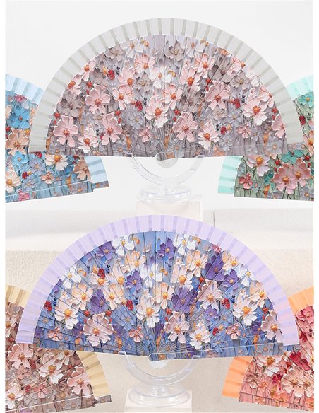 Abanico estampado flores pastel