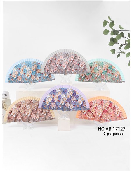 Abanico estampado flores pastel