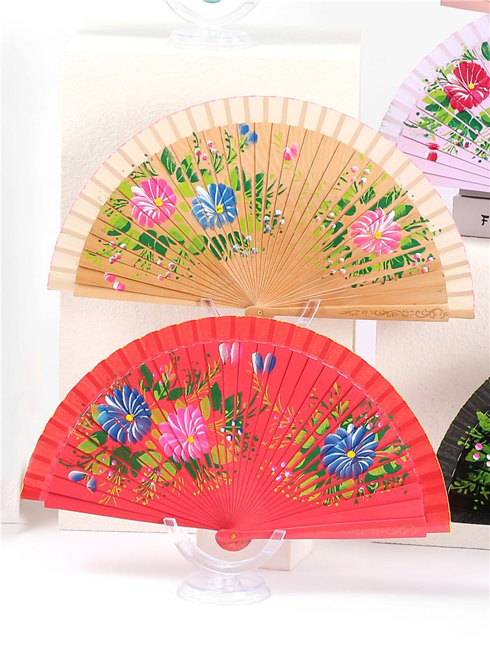 Éventail à imprimé floral coloré