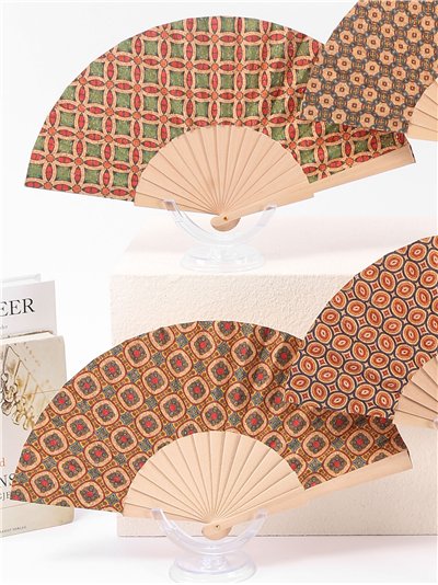 Abanico estampado geométrico vintage