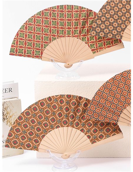 Abanico estampado geométrico vintage
