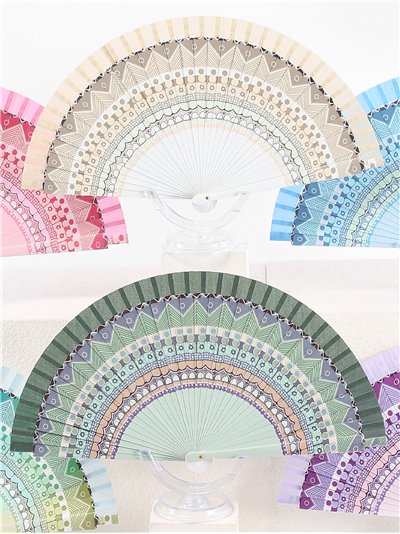 Abanico estampado mandala pastel