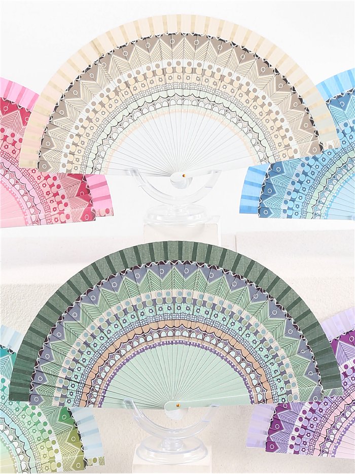 Abanico estampado mandala pastel