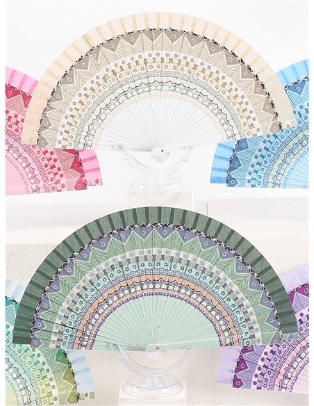 Abanico estampado mandala pastel
