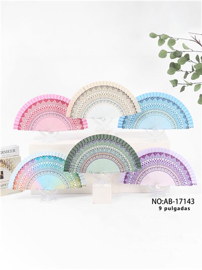 Abanico estampado mandala pastel 2