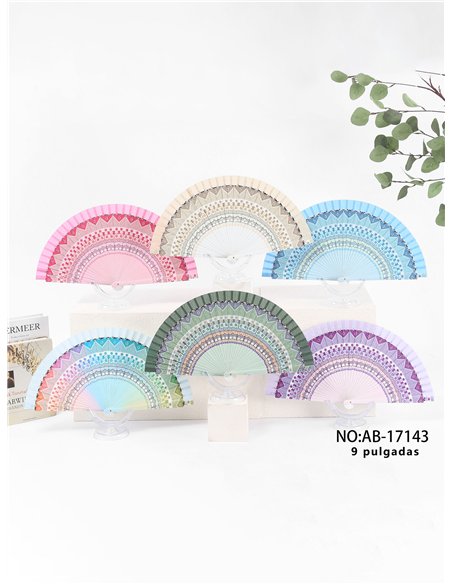 Abanico estampado mandala pastel