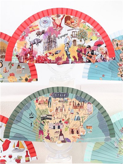 Abanico estampado mapa de España