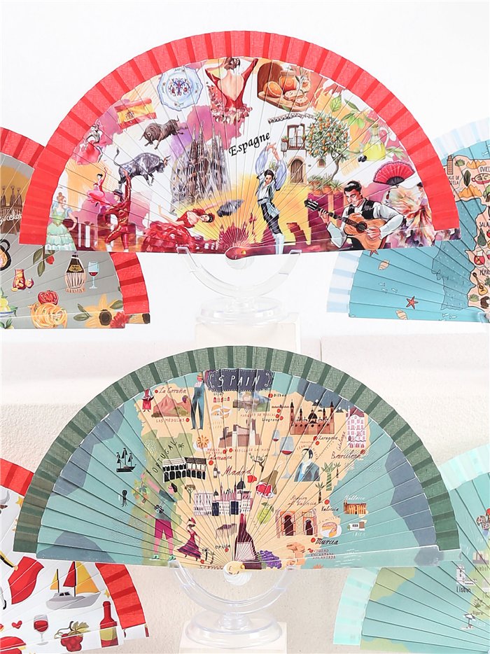 Abanico estampado mapa de España