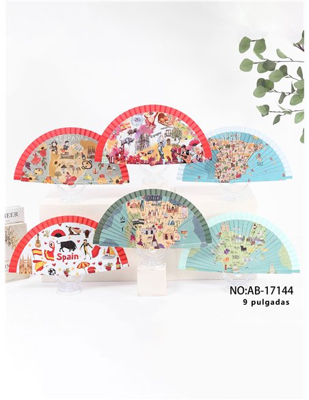 Abanico estampado mapa de España