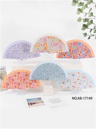 Abanico estampado mosaico marino pastel 2
