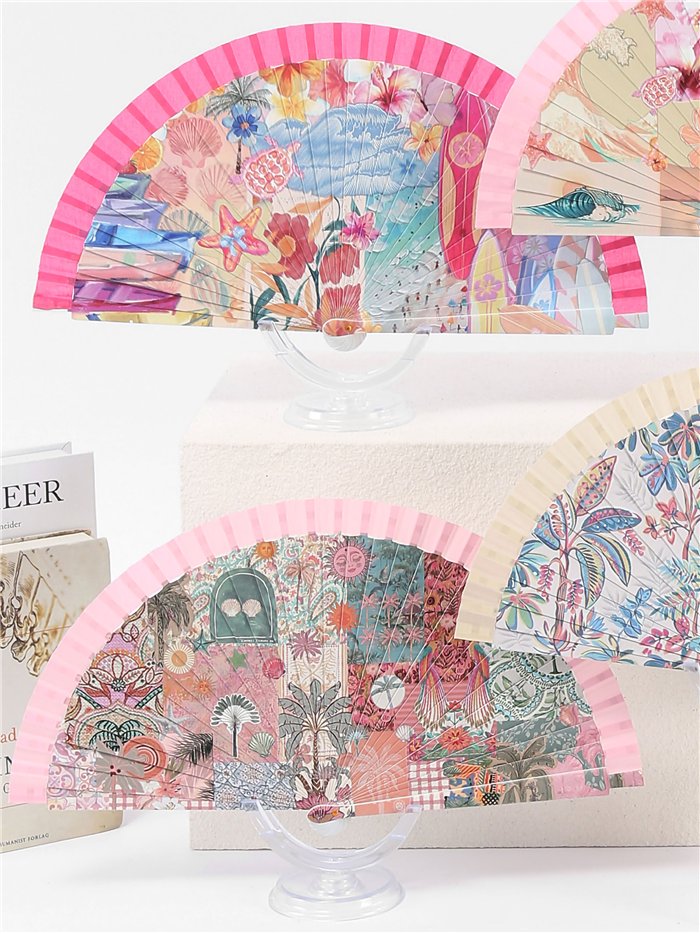 Abanico estampado paraíso tropical