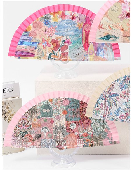 Abanico estampado paraíso tropical