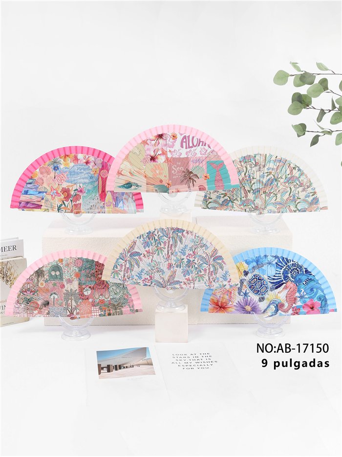 Abanico estampado paraíso tropical