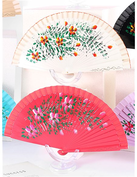 Leque decorado com flores silvestres