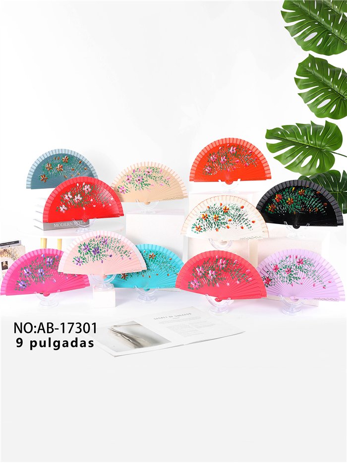 Leque decorado com flores silvestres