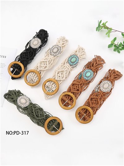 Cinturón macramé con medallón turquesa 2