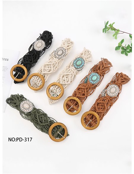 Cinturón macramé con medallón turquesa