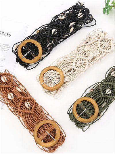 Cinturón macramé boho con caracolas