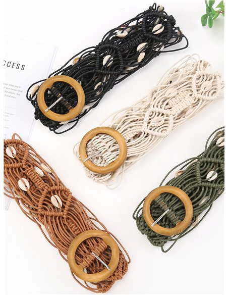 Cinturón macramé boho con caracolas