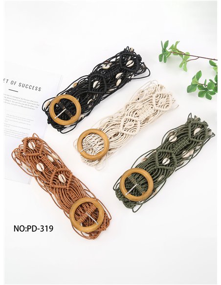 Cinturón macramé boho con caracolas