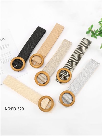 Cinturón elástico trenzado con hebilla efecto madera 2