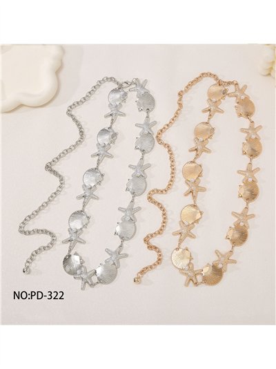 Cinturón cadena con conchas y estrellas de mar 2