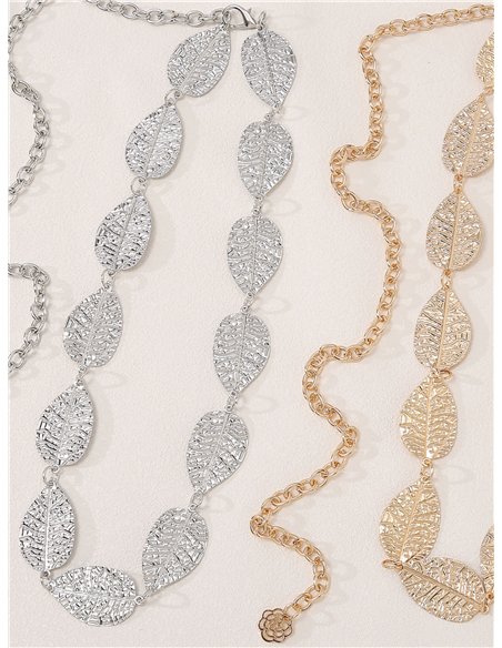 Cinturón cadena de hojas grabadas