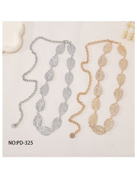 Cinturón cadena de hojas grabadas