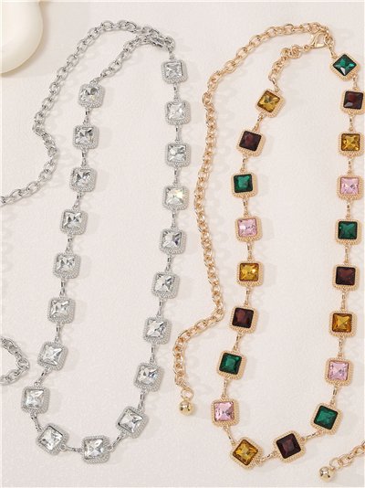 Cinturón joya de cristales cuadrados