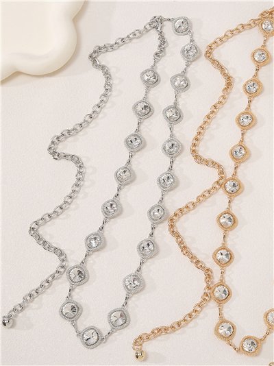 Cinturón joya de cristales redondos