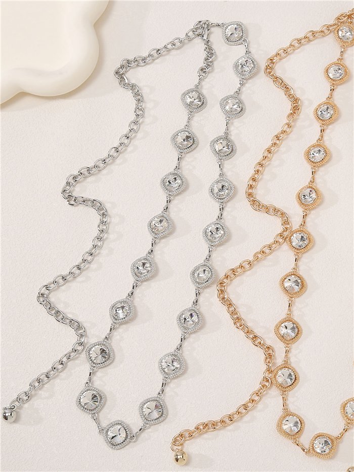 Cinturón joya de cristales redondos