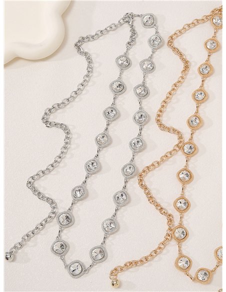 Cinturón joya de cristales redondos