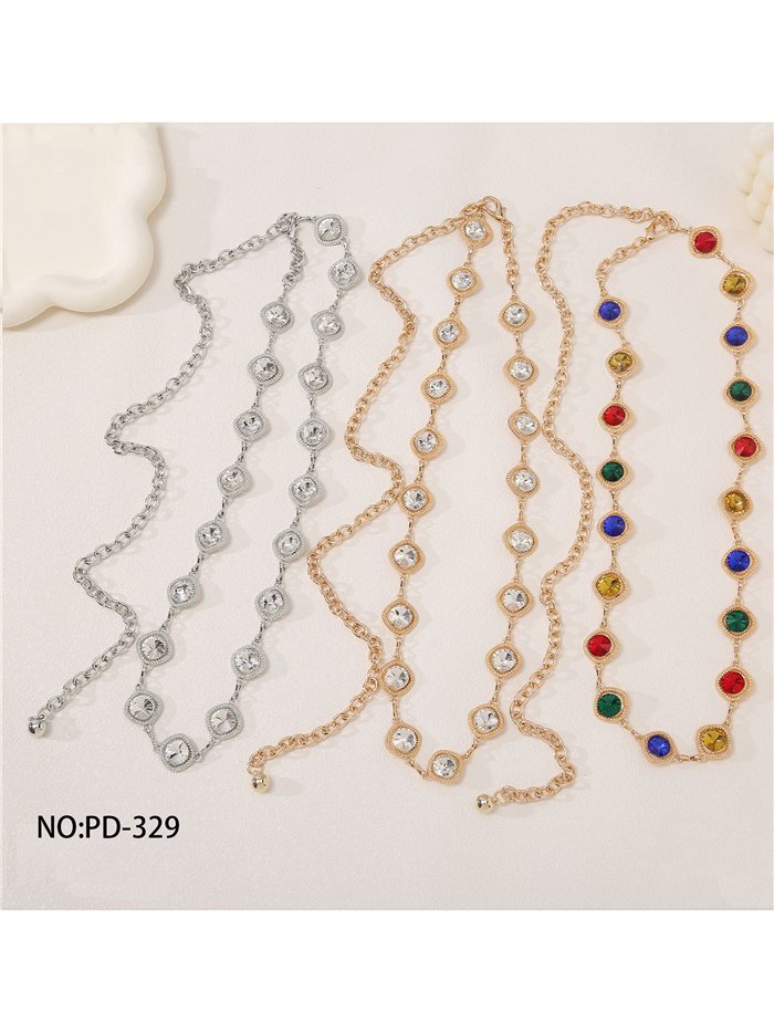 Cinturón joya de cristales redondos