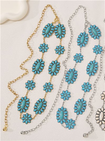 Cinturón western floral con efecto piedras