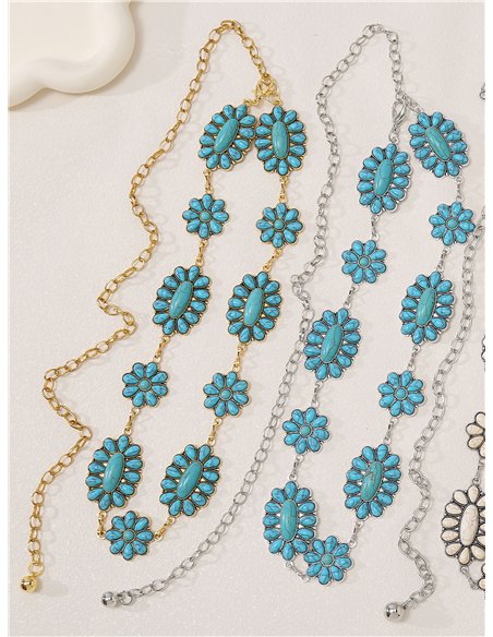 Cinturón western floral con efecto piedras