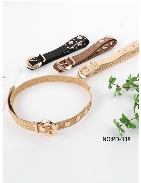 Cinturón elástico de rafia con tachas