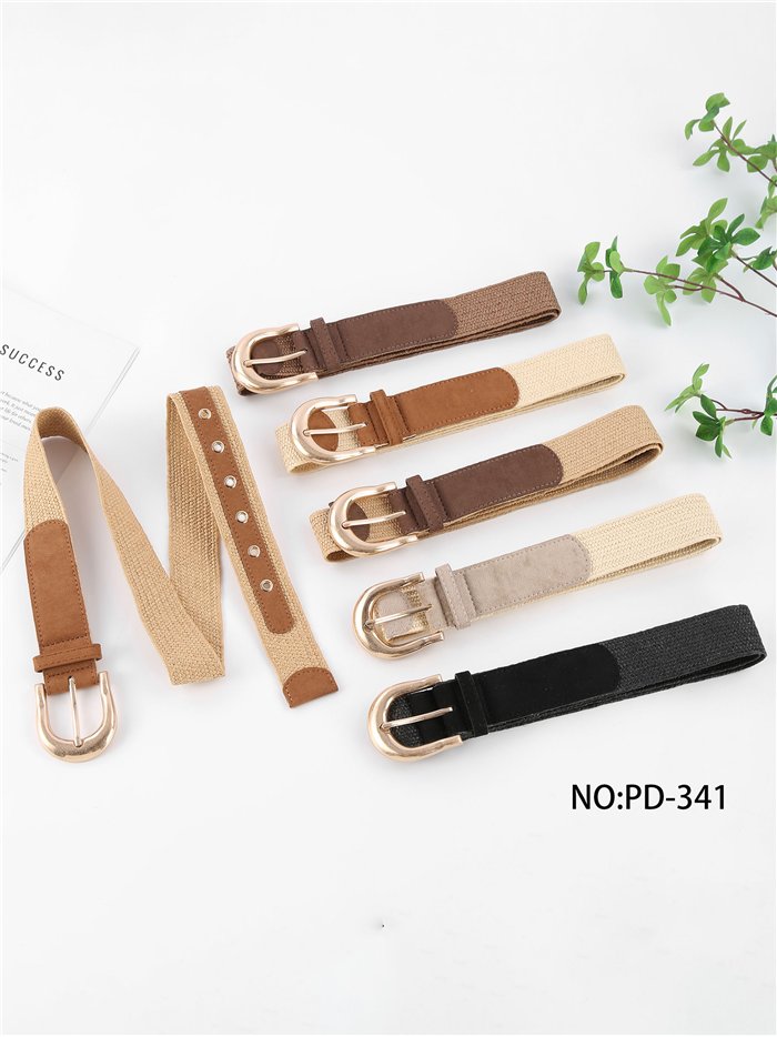 Ceinture élastique texturée avec boucle dorée