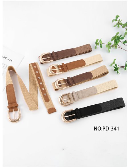 Ceinture élastique texturée avec boucle dorée