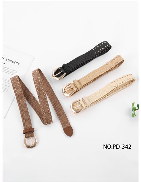 Geflochtener Bastgürtel mit Nieten