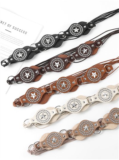 Cinturón western con estrellas y flecos