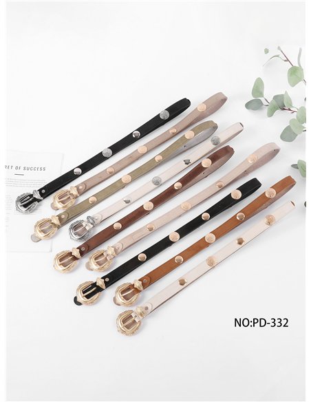 Cinturón fino efecto ante western con hebilla vintage