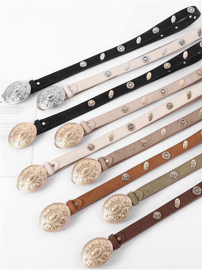 Cinturón fino efecto ante western con tachas