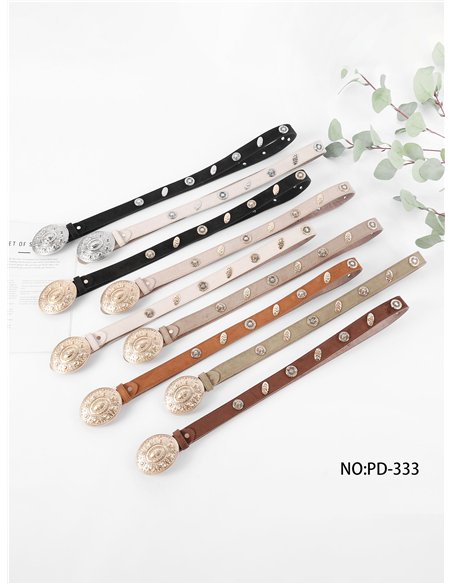 Cinturón fino efecto ante western con tachas