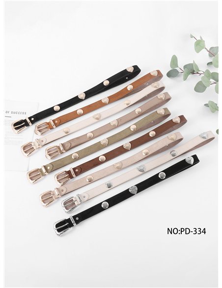 Dünner Gürtel in Wildlederoptik mit metallischen Herzen