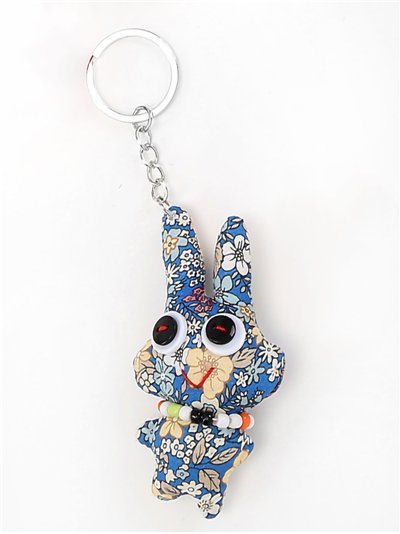 Llavero textil conejito estampado