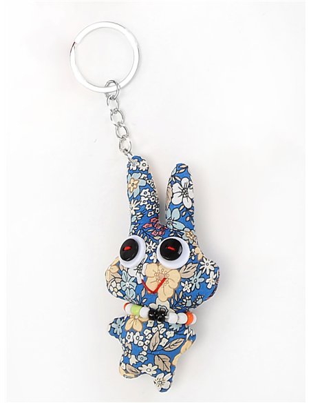 Llavero textil conejito estampado