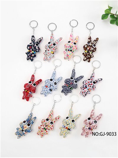 Llavero textil conejito estampado 2