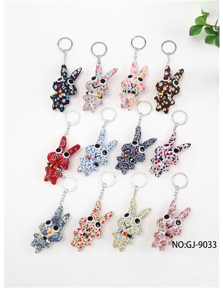 Llavero textil conejito estampado